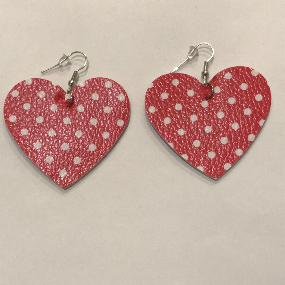 🆕Red/White Polka Dot ❤️Faux Leather Earrings